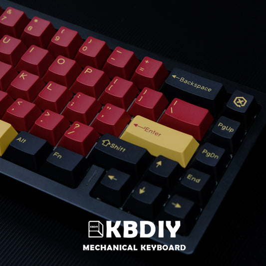 KBDiy 171 Keys/Set Cherry Profile GMK Keycap GMK Red Samurai Custom PBT Keycaps for Mechanical Keyboard ISO Keys Cap MX Switches