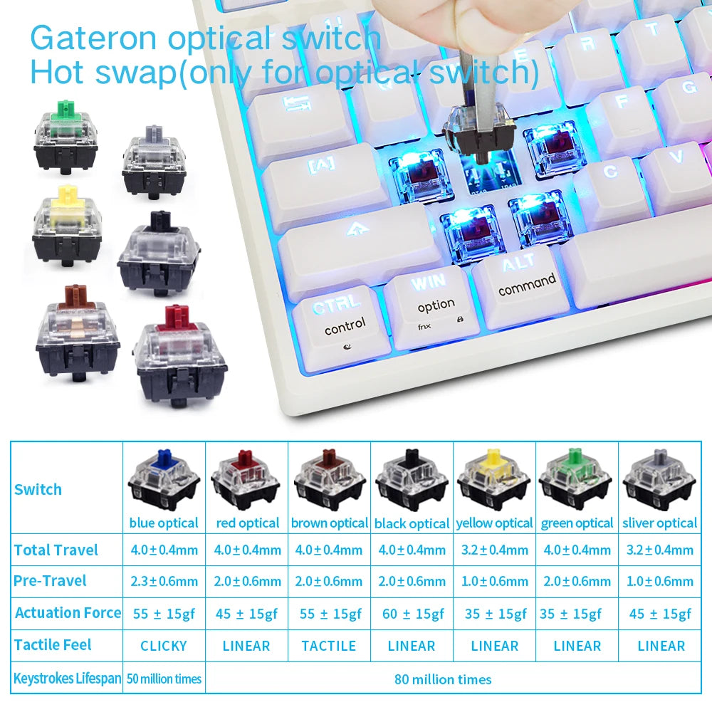 Skyloong GK87 NKRO Mechanical Keyboard Wired Optical Hot Swappable Translucent RGB Backlight Gaming Keyboard For PC/WIN/MAC SK87